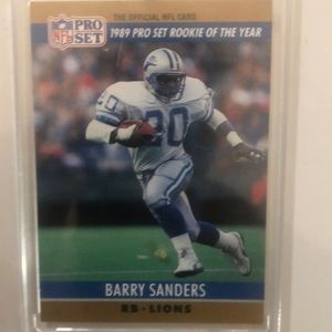 1989 BARRY SANDERS PRO SET ROOKIE OF THE YEAR “Error card no back”.